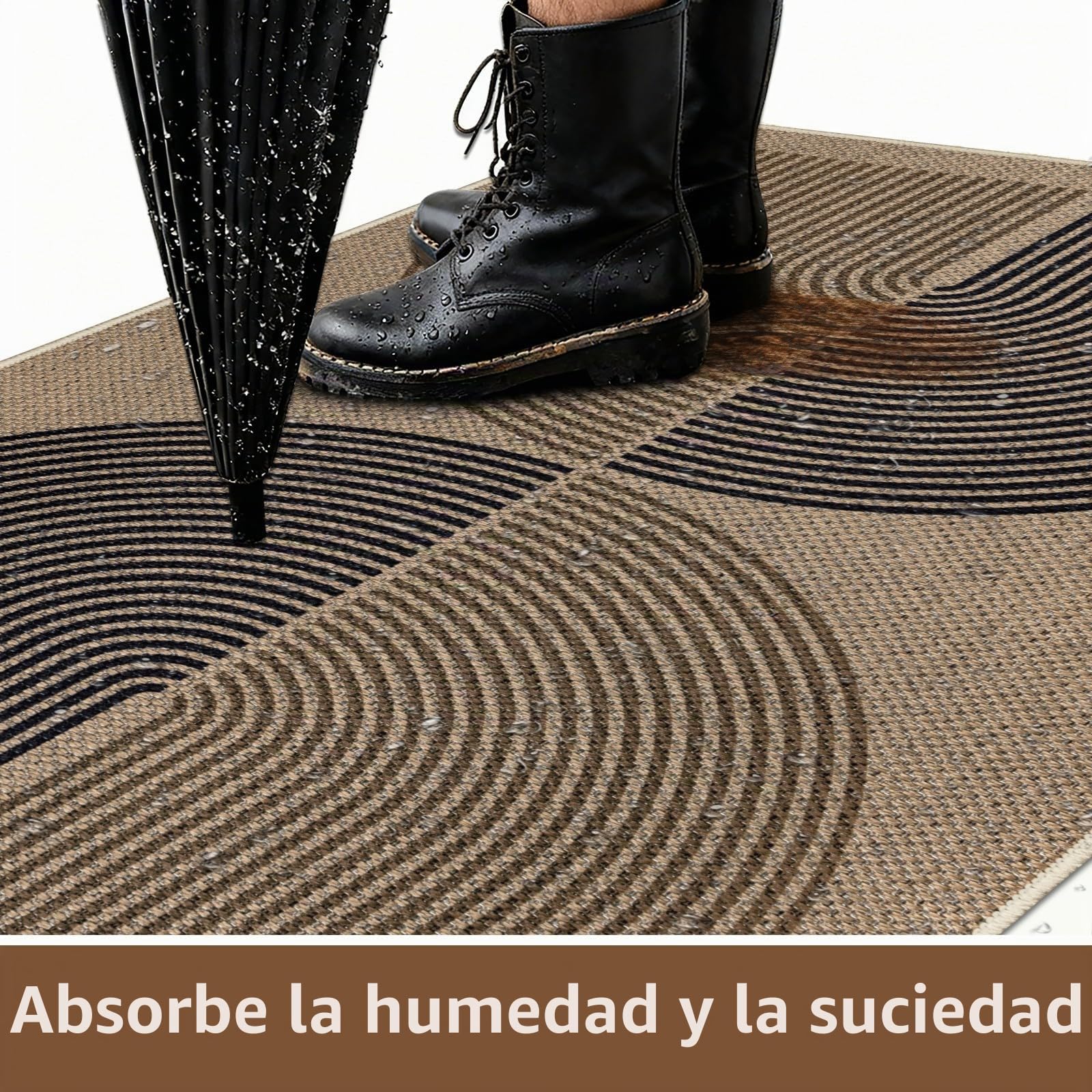 Capslpad Felpudo exterior e interior 60 x 90 cm, aspecto de yute, antideslizante, felpudo fino, lavable, felpudo exterior para puerta de casa, entrada, balcón