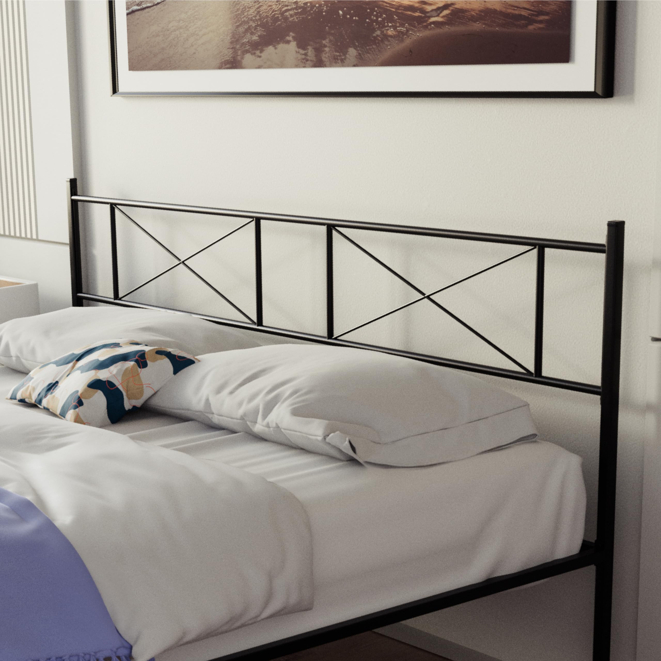 Dreamzie Metalen Bed 140x200 Met Lattenbodem Bedframe Poten Hoogte 45 Cm Stabiel Eenvoudige Montage Veel Opbergruimte 1445545417