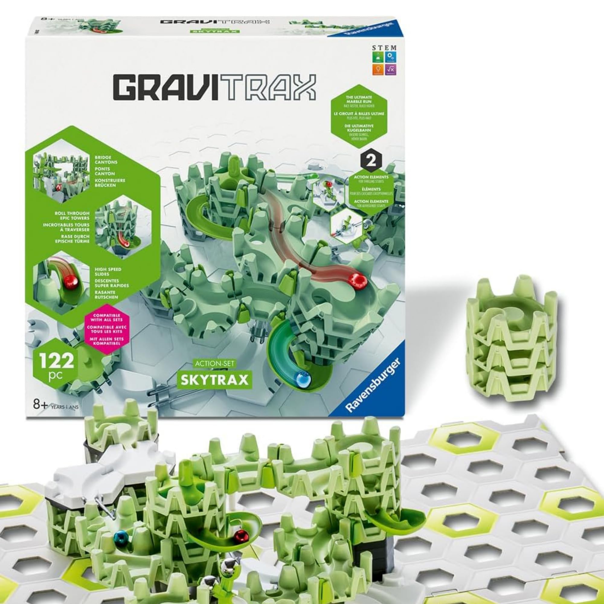 Ravensburger - GraviTrax Action Set Skytrax, Circuito Canicas 122 pz, 8+