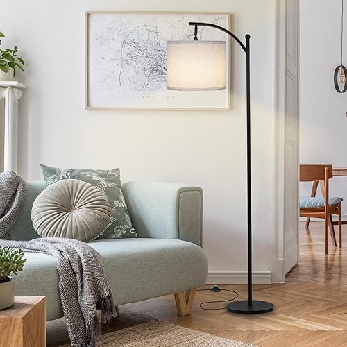 Miniatura 7 de Lámpara de pie para sala de estar, lámpara de pie regulable alta con pantalla de lino, lámparas de pie modernas con interruptor de pie para sala de