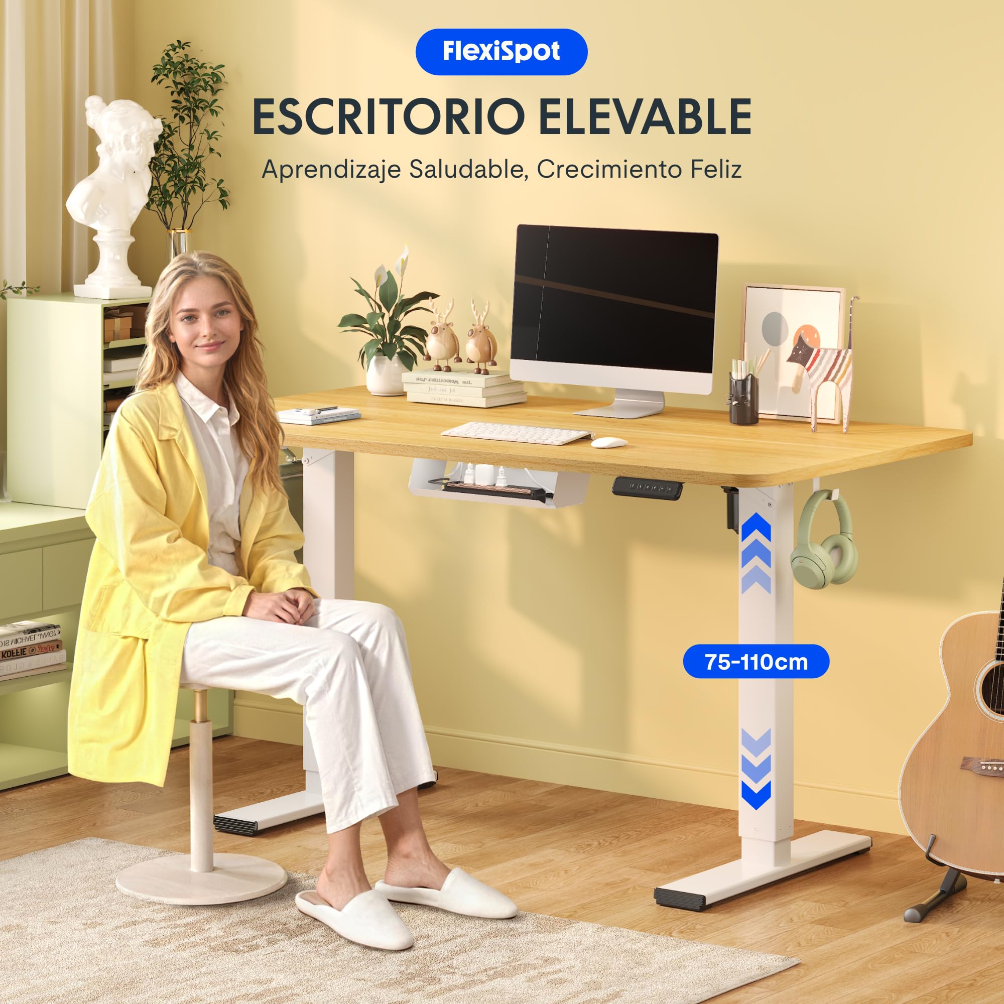 FLEXISPOT Escritorio Elevable Eléctrico 120x60cm, Tablero Entero