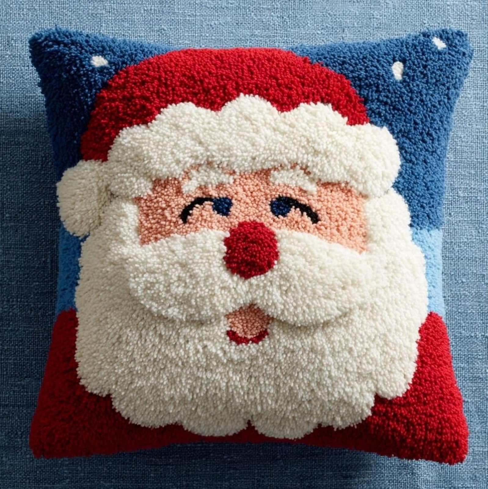 AxiangziK Latch Hook Pillow Kits with Yarn,Cute Santa Claus