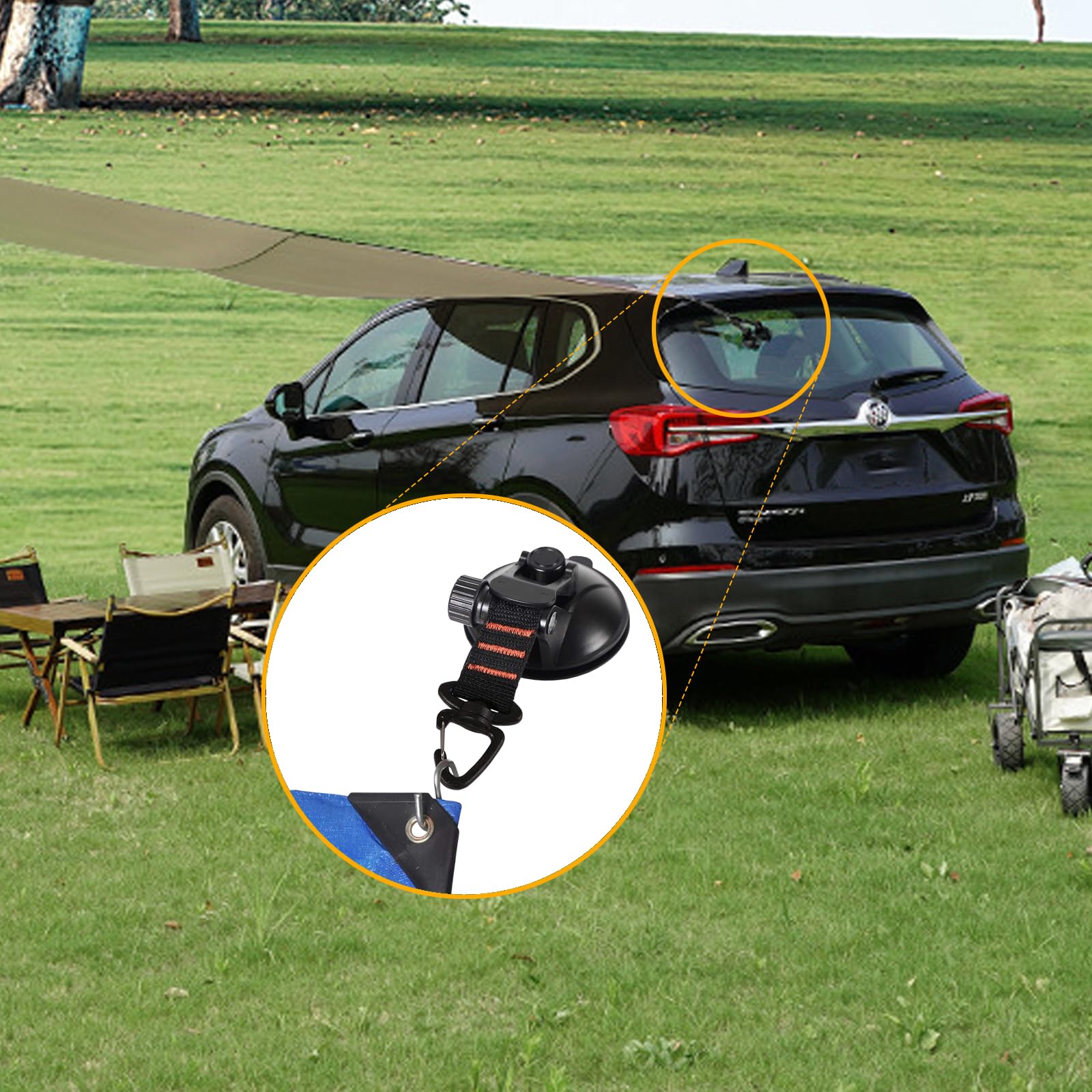 4 Pezzi Ventosa Campeggio HSYWSH Ventose Forti con Ganci, Ancora a Ventosa con Fissaggi, con 4 ganci a S, forti ventose per auto, tende, camper, ventose da campeggio multifunzionali