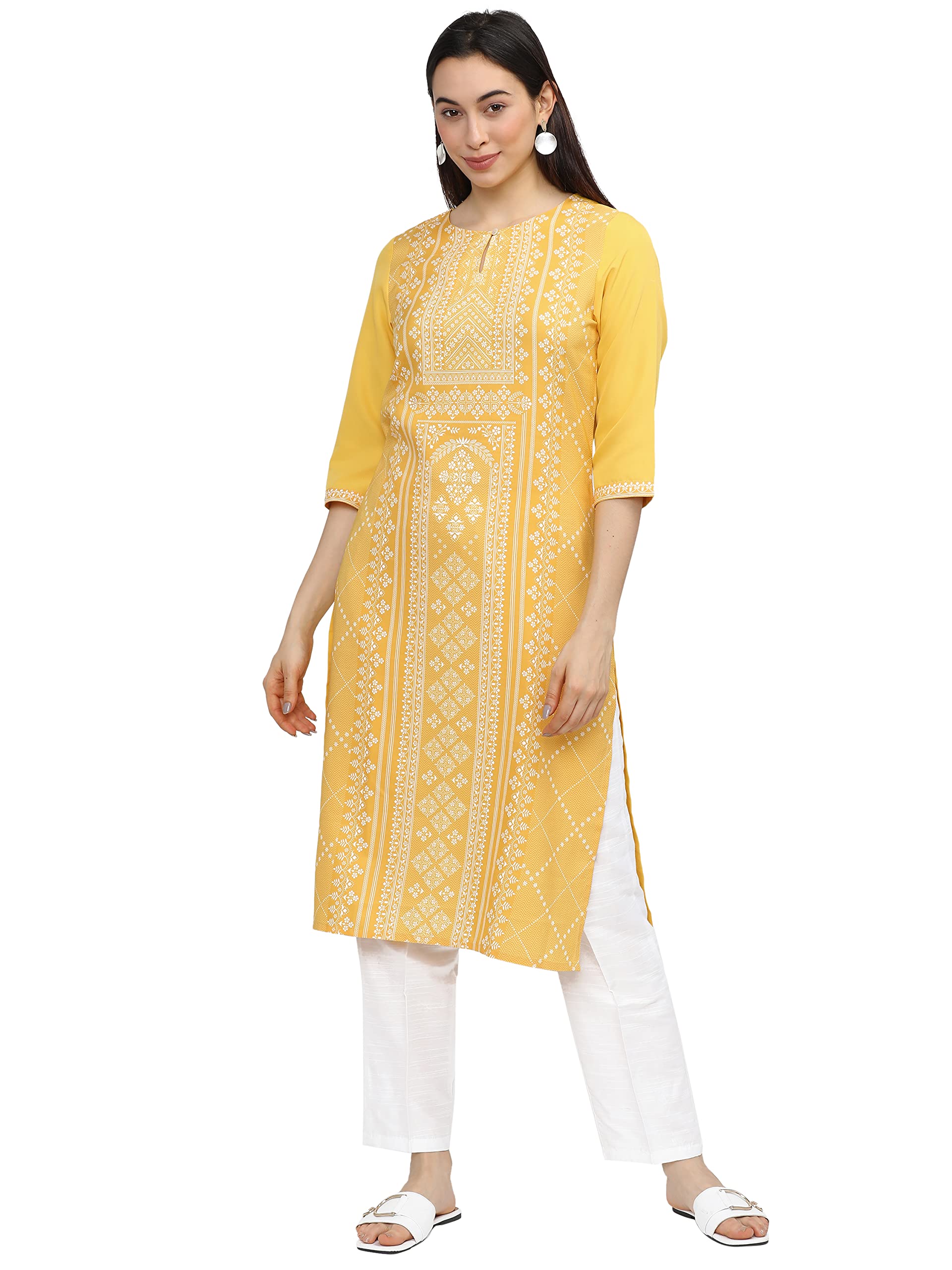 Women Regular Fit Printed Threeforth Sleeve Kurta