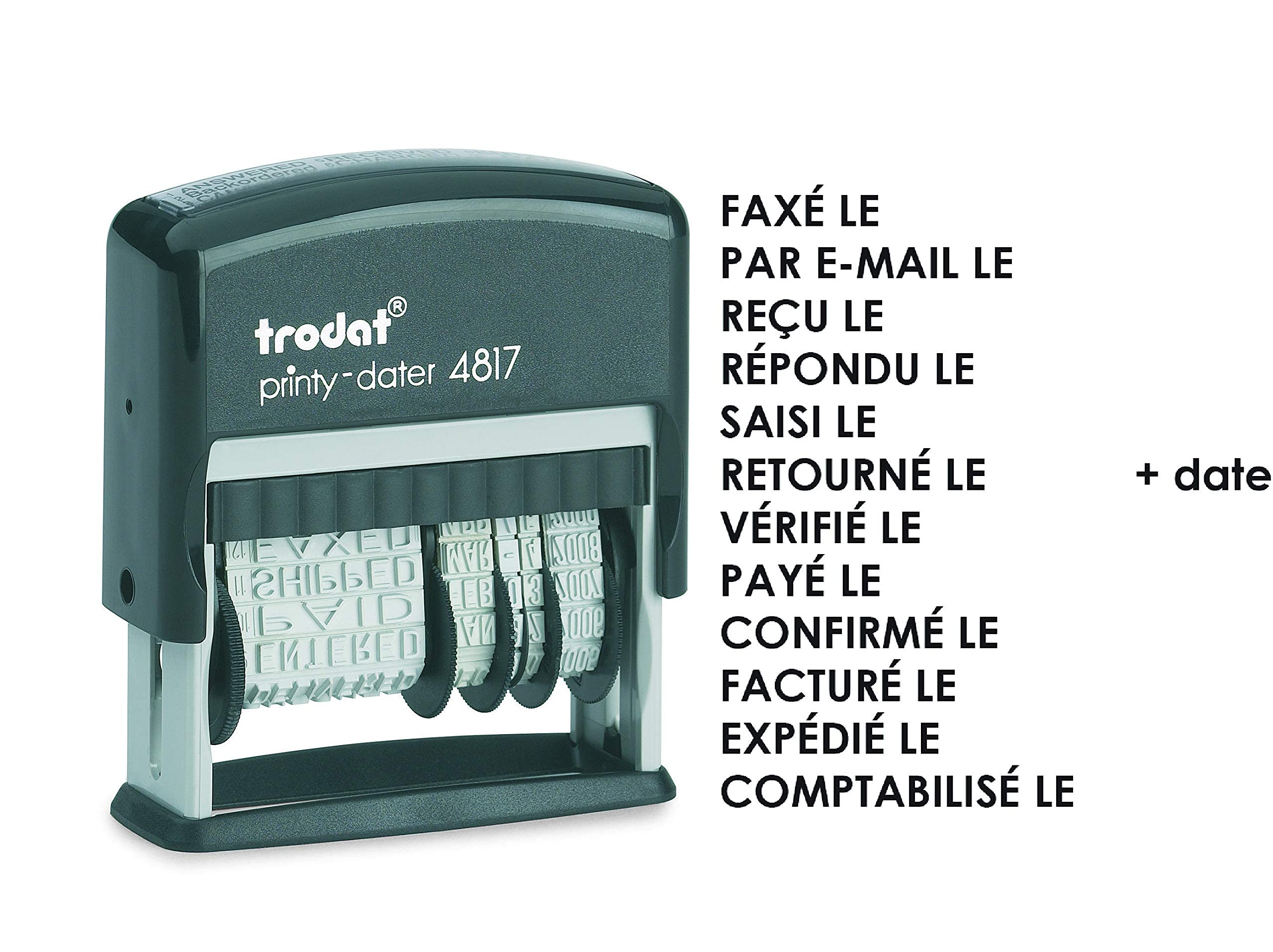Tampon dateur Trodat 4817A : 12 formules + date
