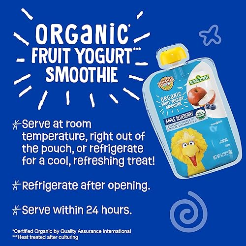Miniatura 3 de Earth's best Smoothie orgánico de yogur con fruta, manzana y mora azul, bolsas de 4,2 onzas  (paquete de 12).