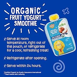 Earth\'s Best Organic Yogurt Smoothie Pouches, 24+ Months, Fruit Yogurt Smoothie for Toddlers 24 Months and Up, Apple Blueberry, 4.2 Ounce Resealable Pouch (Pack of 12)