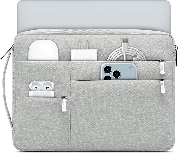 HYZUO 15-16 Inch Laptop Sleeve Bag for MacBook Pro 16 M4/M3/M2/M1 2025-2019, 15" Surface Book, Portable NoteBook Case for 15" 15.6" HP Dell Lenovo ThinkBook Asus Acer Samsung HUAWEI, Light Gray