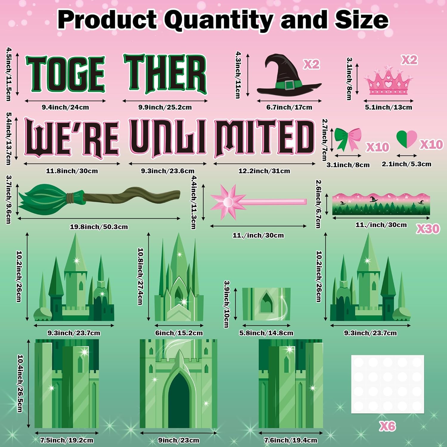 AgincBerry Witch Castle Bulletin Board - 73PCS Together We’re Unlimited Cutout Decor for Classroom Bulletin Borders, Back to School Witch Hat Cutout Trim Border for School Chalkboard Wall Decor