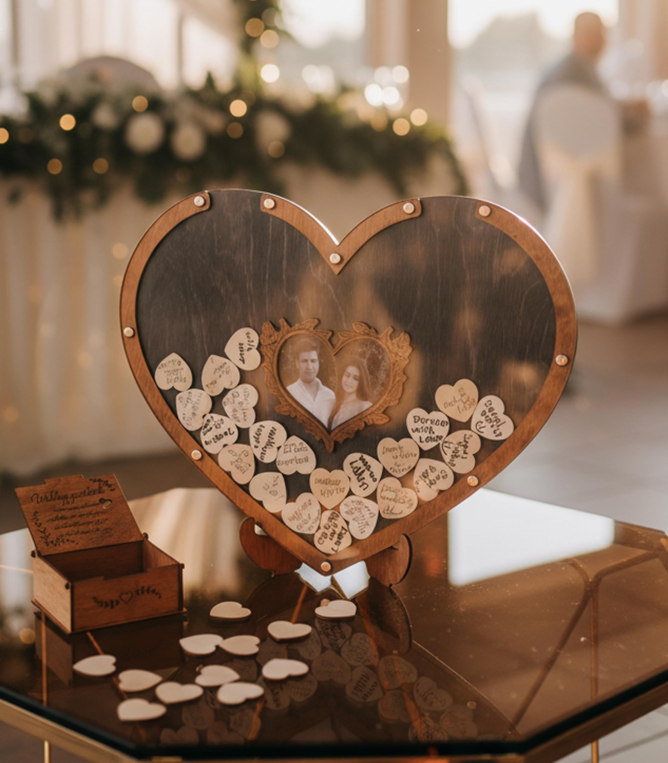 Amazon.com: RIZONE Rustic Wedding Guest Book, Heart Drop Guest