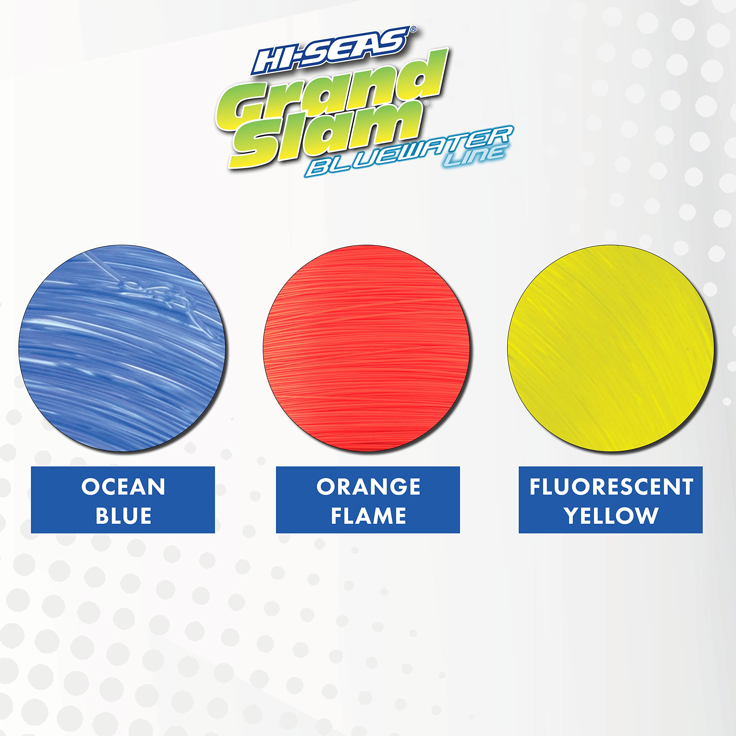 HI-SEAS Bluewater - Línea de pesca monofilamento – hasta un 200% más fuerte, grado de torneo de alta resistencia para pesca en agua salada en color azul océano, amarillo fluorescente, llama naranja