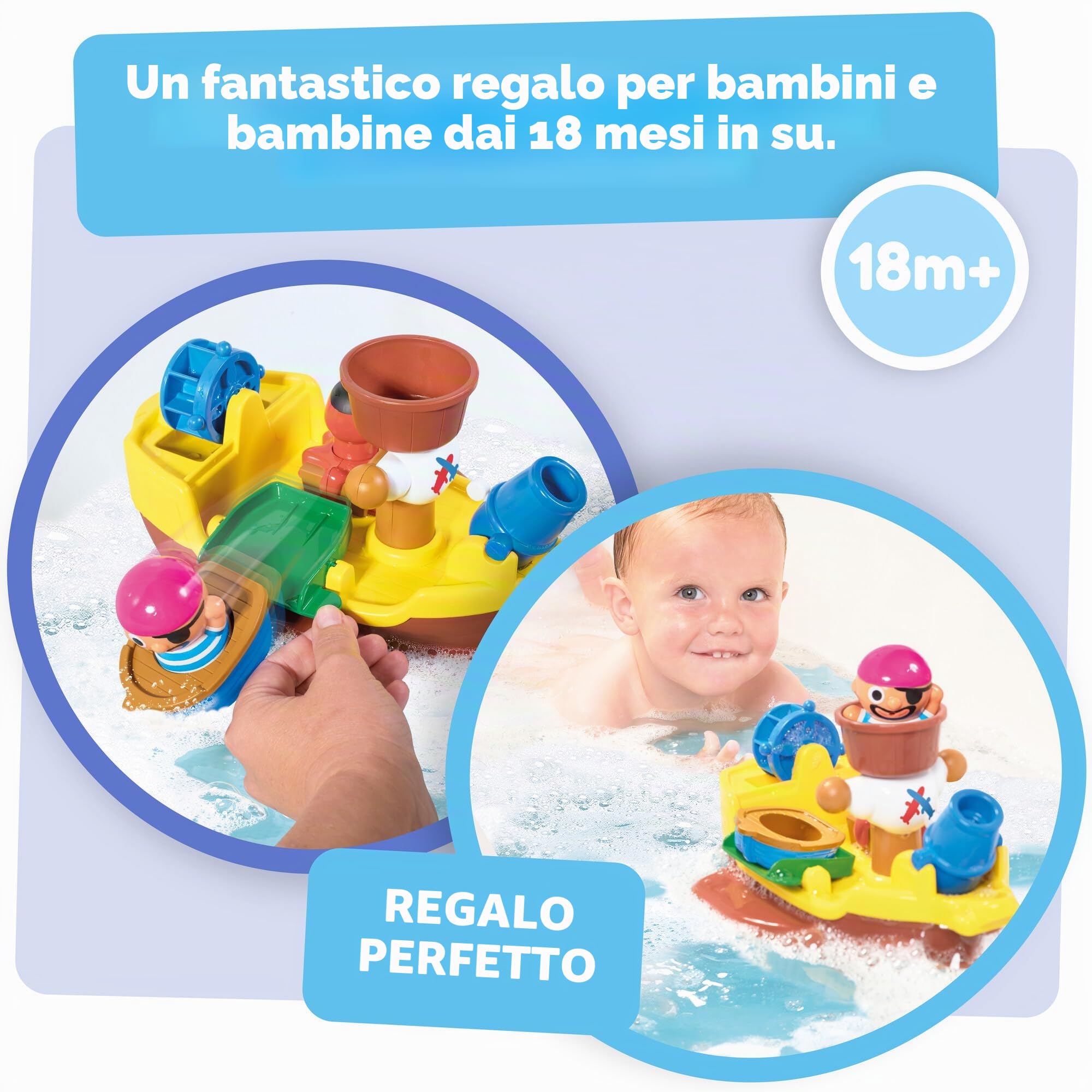 TOMY Toomies Pirate Bath Baby Bath Toy, Shower Baby Toy for Water Play in the Bath, Kids Bath Toy Suitable for Toddlers & Children, Boys & Girls from 18 Months+