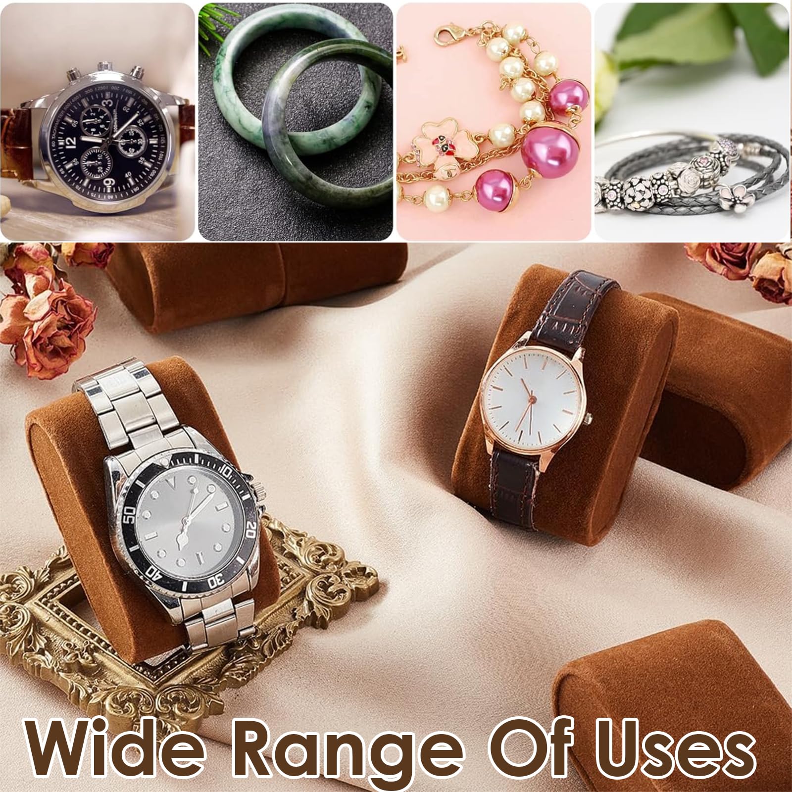 Cojín para Reloj 8 Piezas Estuche Exhibición Joyería Pulseras, Ovalado Gris