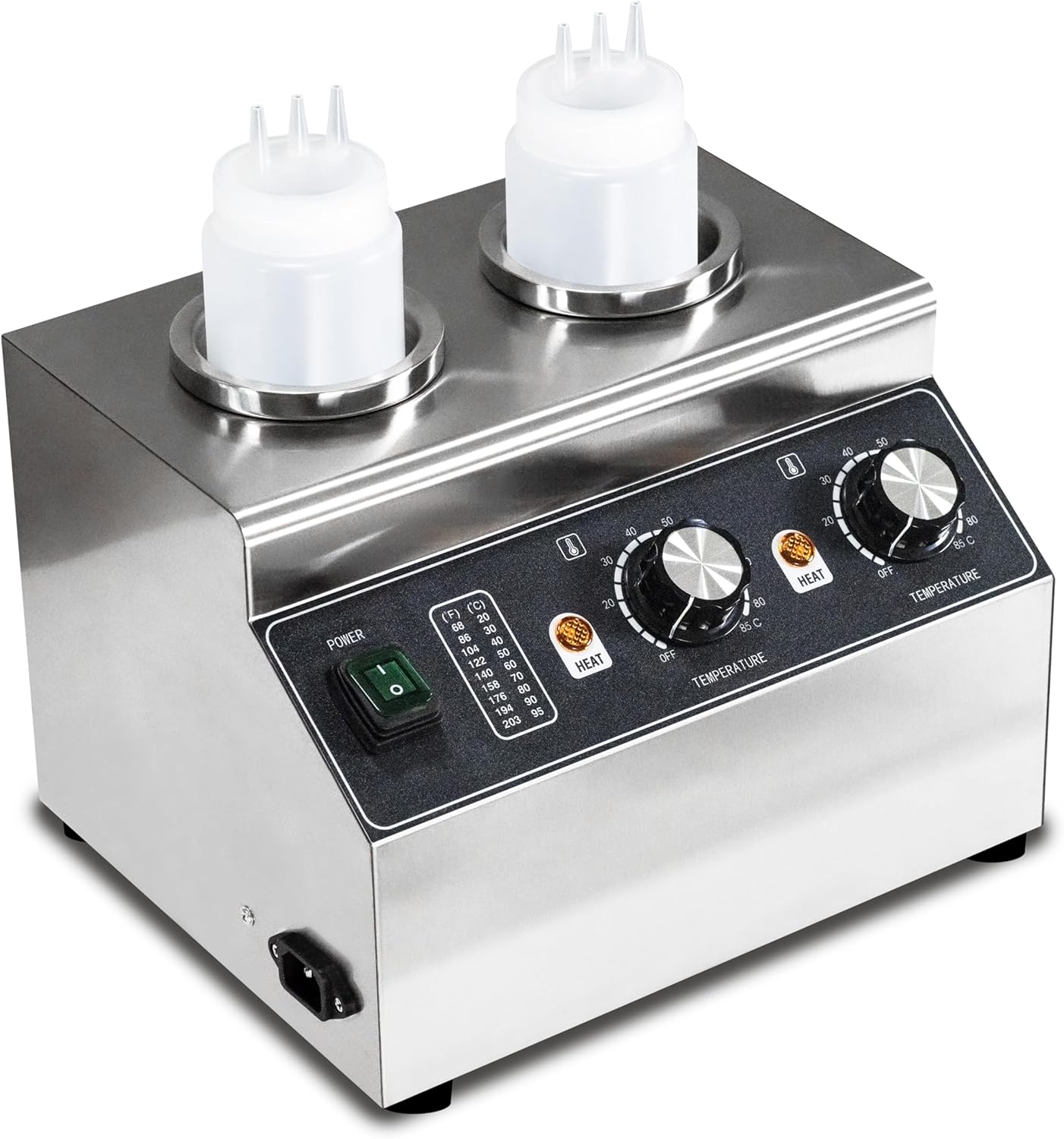 Electric Cheese Sauce Warmer Nacho Cheese Dispenser Warmer ， Commercial Cheese Dispenser, Hot Fudge Bottle Warmer for Cheese Chocolate Hot Fudge Caramel 86-185℉ 110V