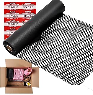 Honeycomb Packing Paper, 12" x 100' Packing Paper Substitute Alternative for Bubble Cushioning Wrap for Moving Shipping Packaging, Recyclable Moving Supplies Bubble Packing Wrap Roll-Black