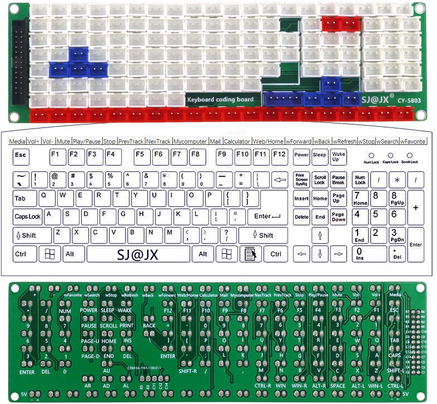 Development Keyboard Encoder Board Game Controller DIY LED Keyboard Development Board Media Music USB Encoder 104 Keys Arcade DIY Kit