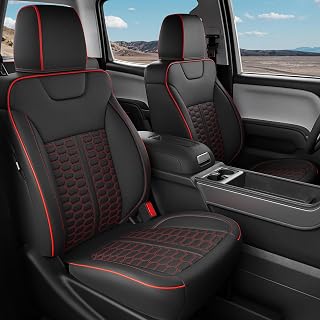 RIDEPOSH Custom Leather Seat Covers for Silverado/Sierra 1500 2014-2018 | Only Crew Cab, Fits 2500/3500HD 2015-2019, Jump Seat Cover(armrest storage only), Protective, Scratch-resistant, Easy-clean