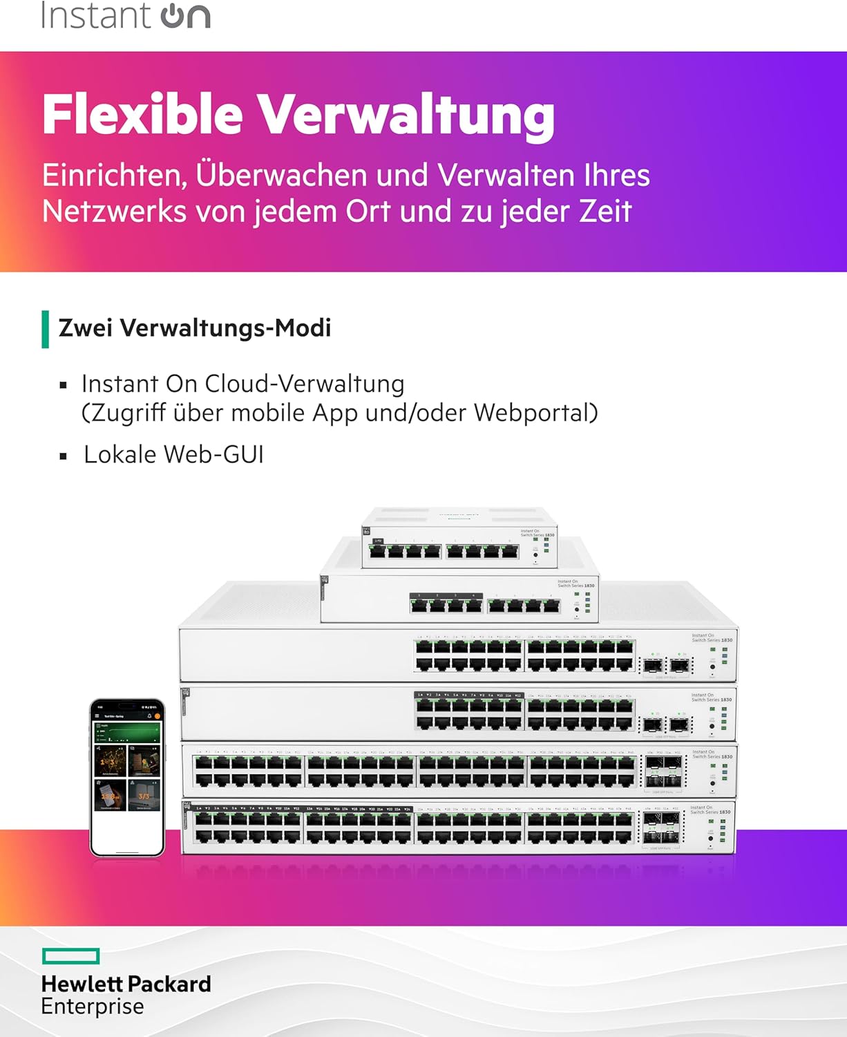 HPE Networking Instant On Switch Series 1830 8-Port Gb Smart-Managed Layer 2 Ethernet Switch | 8X 1G | Fan-Less | UK Cord (JL810A#Acc)