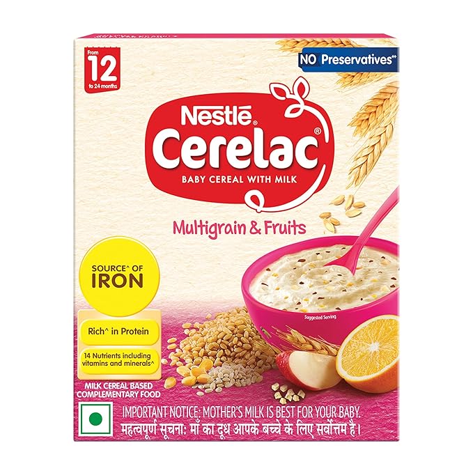 CERELAC Baby Food Cereal | No Preservatives | Multigrain & Fruits for 12 to 24 Months Baby | Source of Iron & Protein for Babies | Instant Cereal | 300g