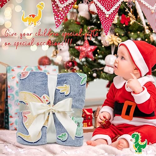 Vista 7 de Regalos de dinosaurios juguetes para niños y niñas, manta de dinosaurio que brilla en la oscuridad, regalos de cumpleaños para niños pequeños