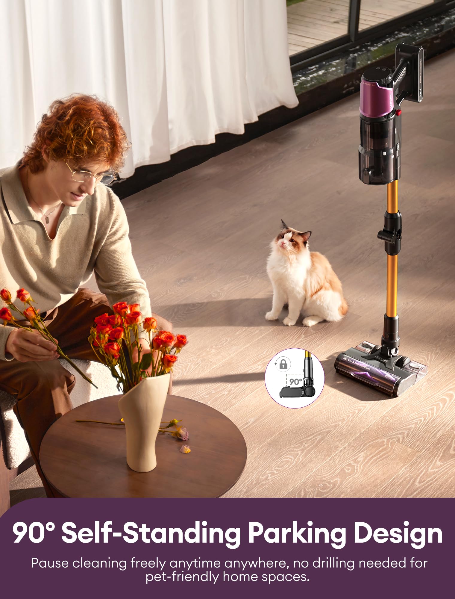 Ultenic U20 Mopper Bezprzewodowy Odkurzacz Myjący 2 w 1, 60kPa, Zbiornik Wody 230ml, Technologia GreenEye, Szczotka Anti-Tangle, Rurka Składana, 60 min, Filtr HEPA H13, do Sierści Zwierząt