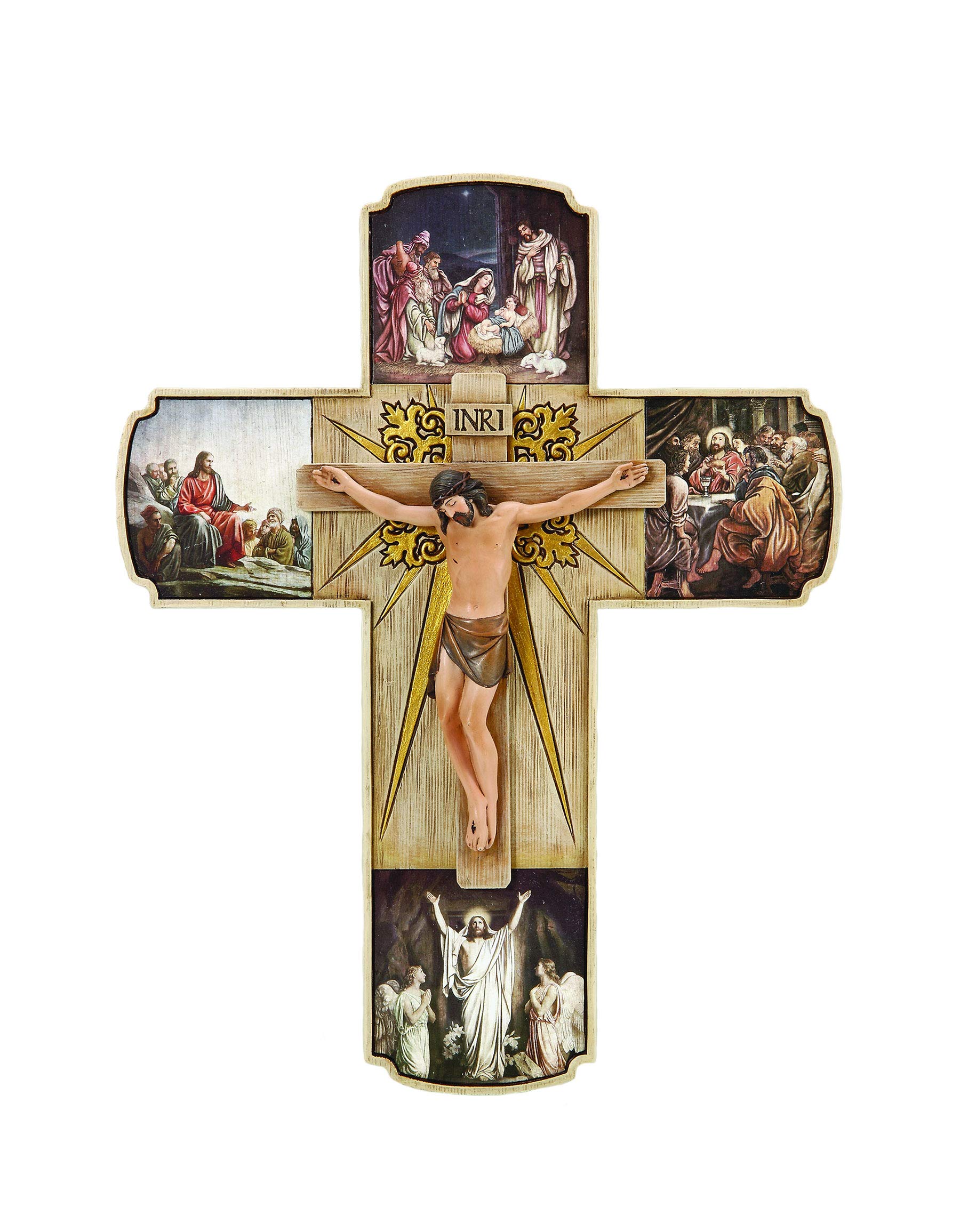 Crucifijo de la vida de Cristo para altar hogareño y rincón de oración