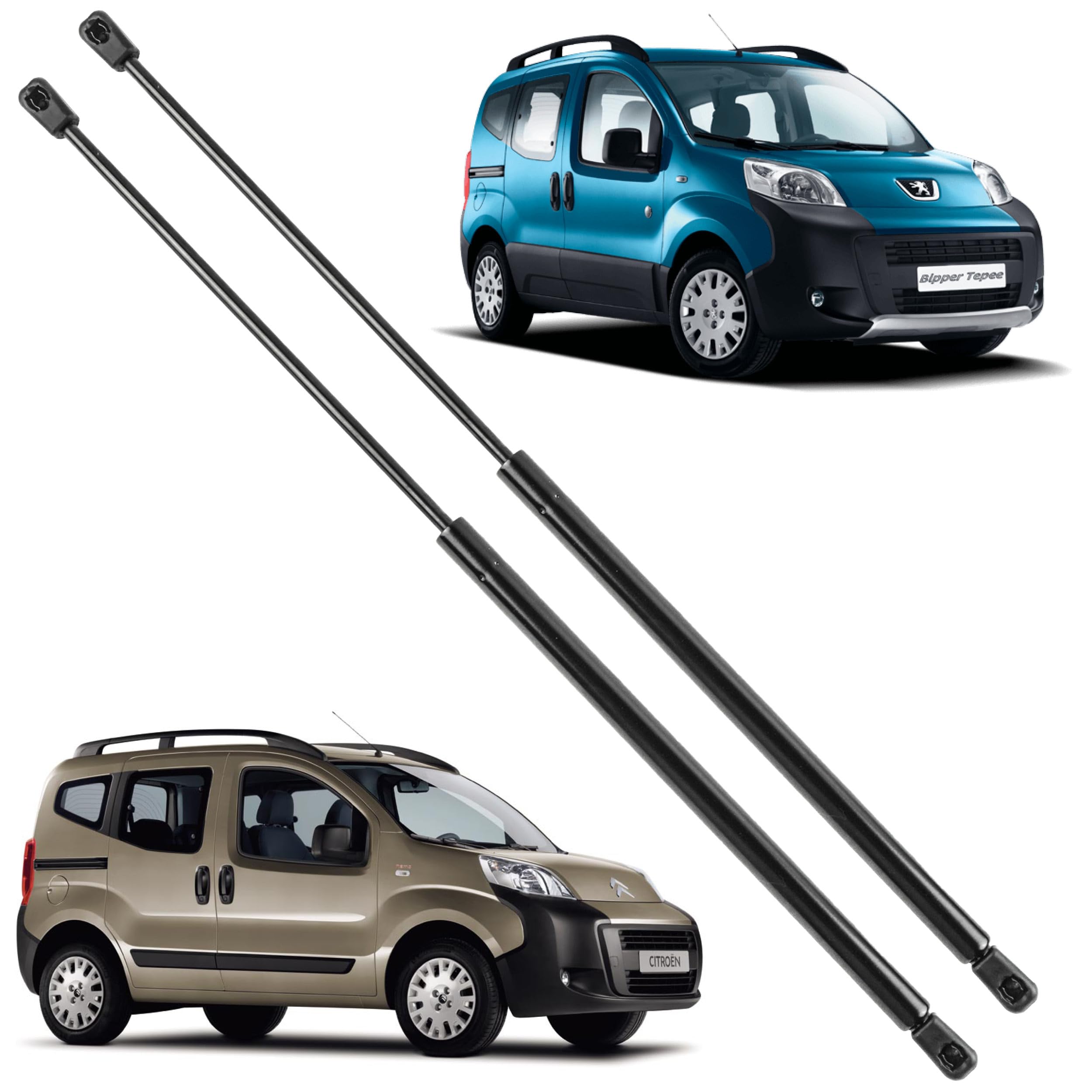 2 pistoncini portellone compatibile per Nemo, Qubo (2008-2017) Fiorino e Bipper (2007-2016) ammortizzatori cofano posteriore. 1354844080, 1608899680