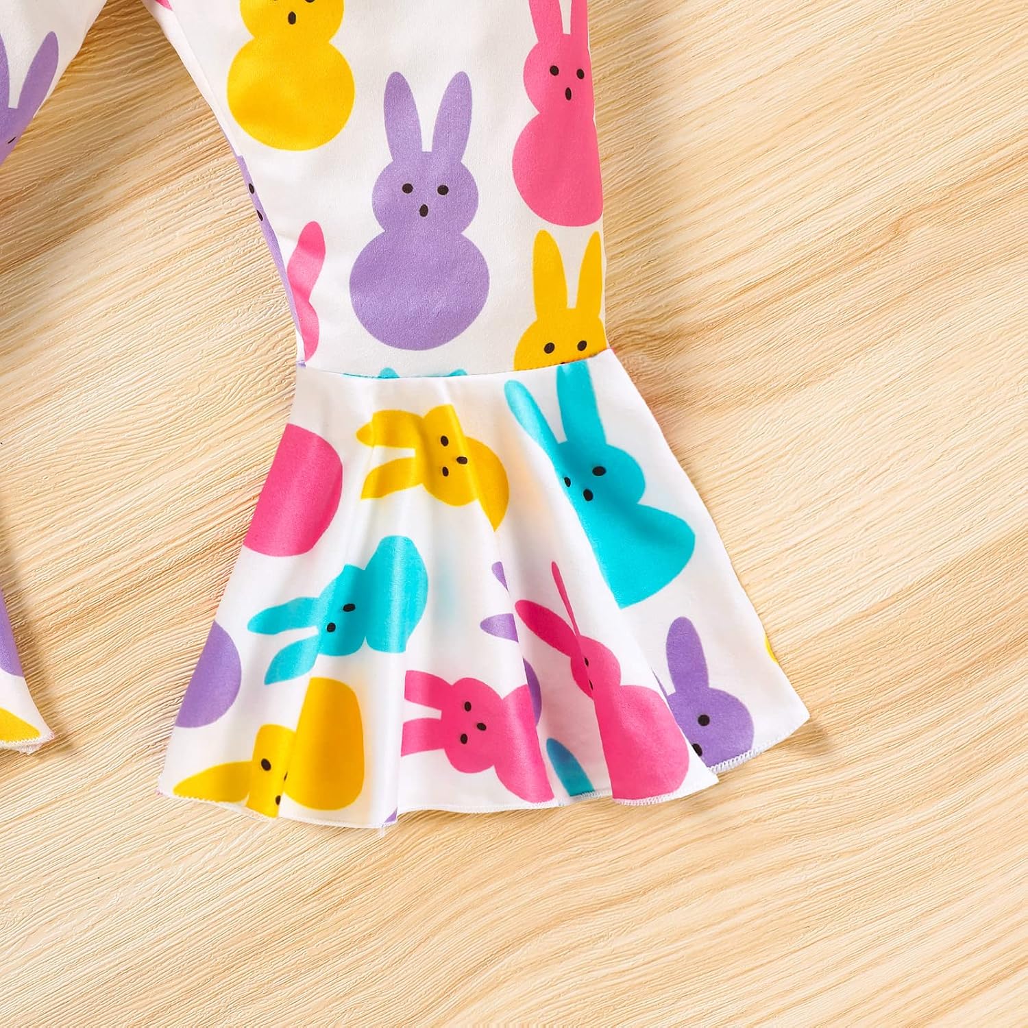 GRNSHTS Toddler Baby Girl Easter Outfits Short Sleeve Bunny Print Shirt Tops+Flared Pants+Headband 3PCS Clothes Set