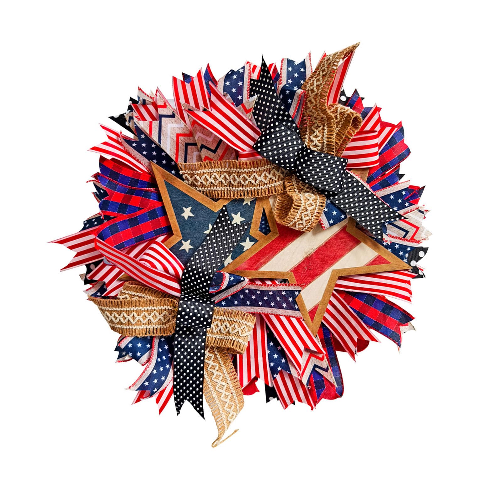 Tsophreniq Star Wreath for Front Door Wall Window Independence Day Decors Patriotic Wreath for Farmhouses Outdoor Garden Independence Day