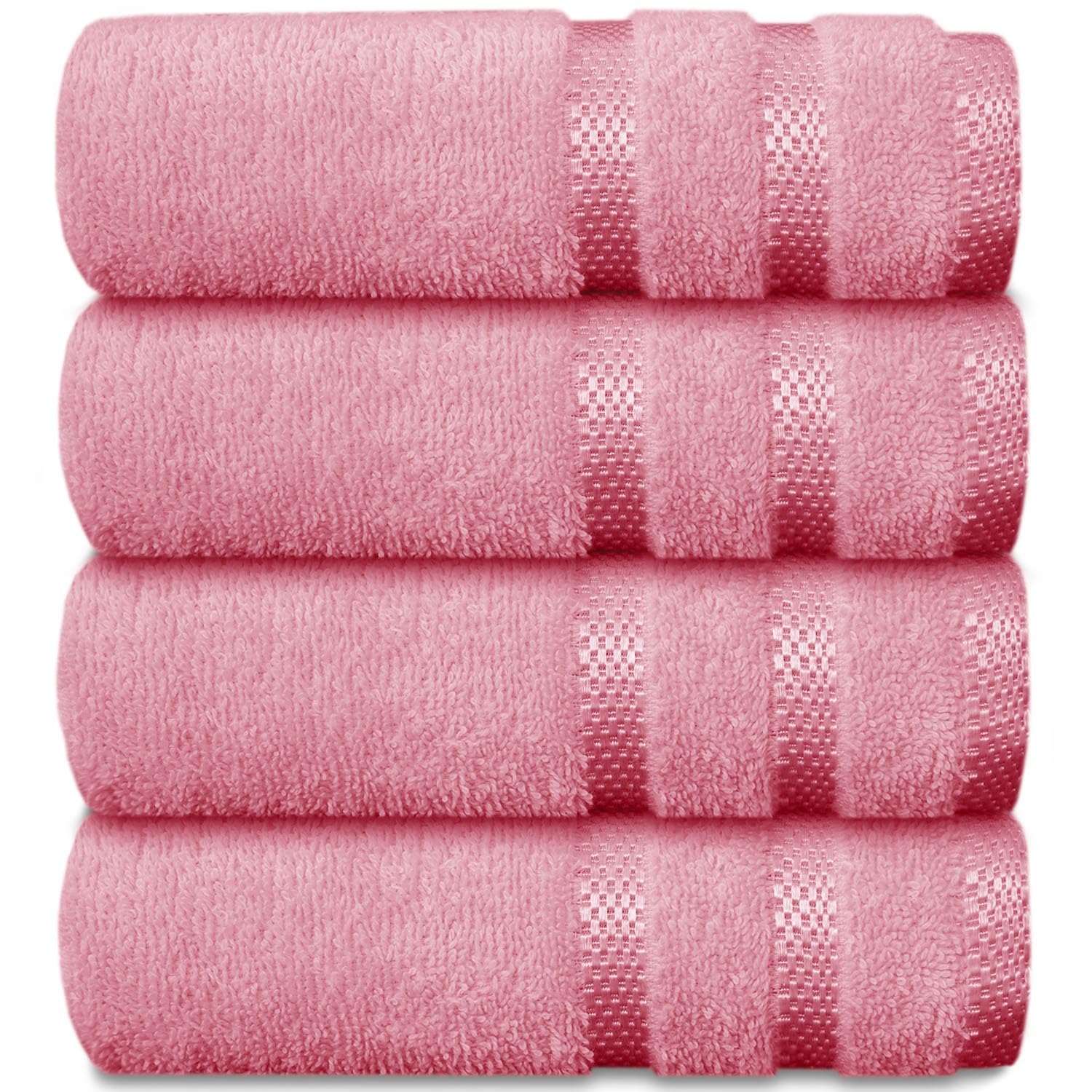 Casabella Luxury 4 Pink Hand Towels Splendid Quality - 100% Cotton Hand Towels for Bathroom (50X90 CM) - Towels for Kitchen, Hotel, Gym