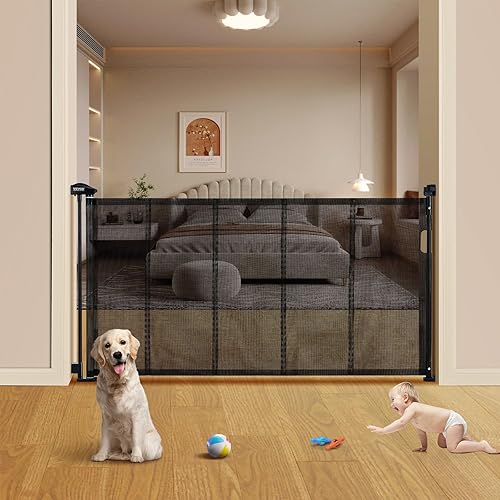 Puertas retráctiles para bebés para escaleras, se extienden hasta 60 pulgadas de ancho, puerta de malla para perros para la casa, puertas de Puertas retráctiles para bebés para escaleras, se extienden hasta 60 pulgadas de ancho, puerta de malla para perros para la casa, puertas de