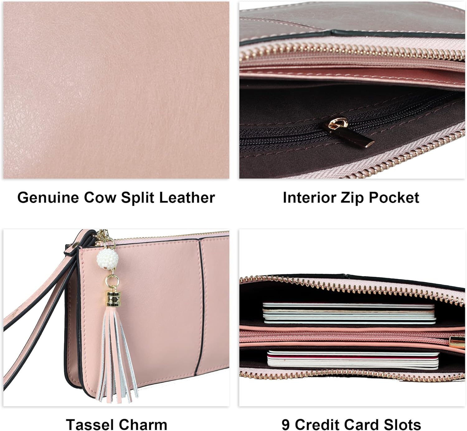 befen Genuine Leather Wristlet Clutch for Women Ultra-Slim Ladies Credit Card Holder Wallet Purses with RFID Protection - Image 5