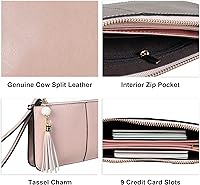 Vista 5 de Befen - Bolso clutch de mano de cuero con correa para teléfono celular, organizador de tarjetas