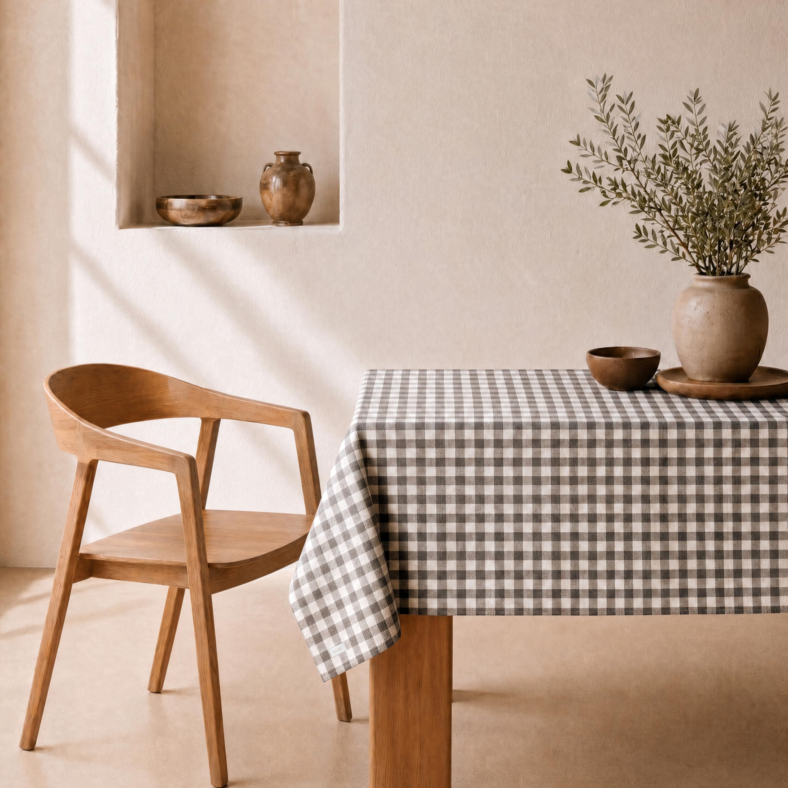 svet Mantel Antimanchas Tacto Tela Extrasuave, Mesa Rectangular, Algodón Impermeable, 140 x 240 cm (Cuadro Vichy Avellana)