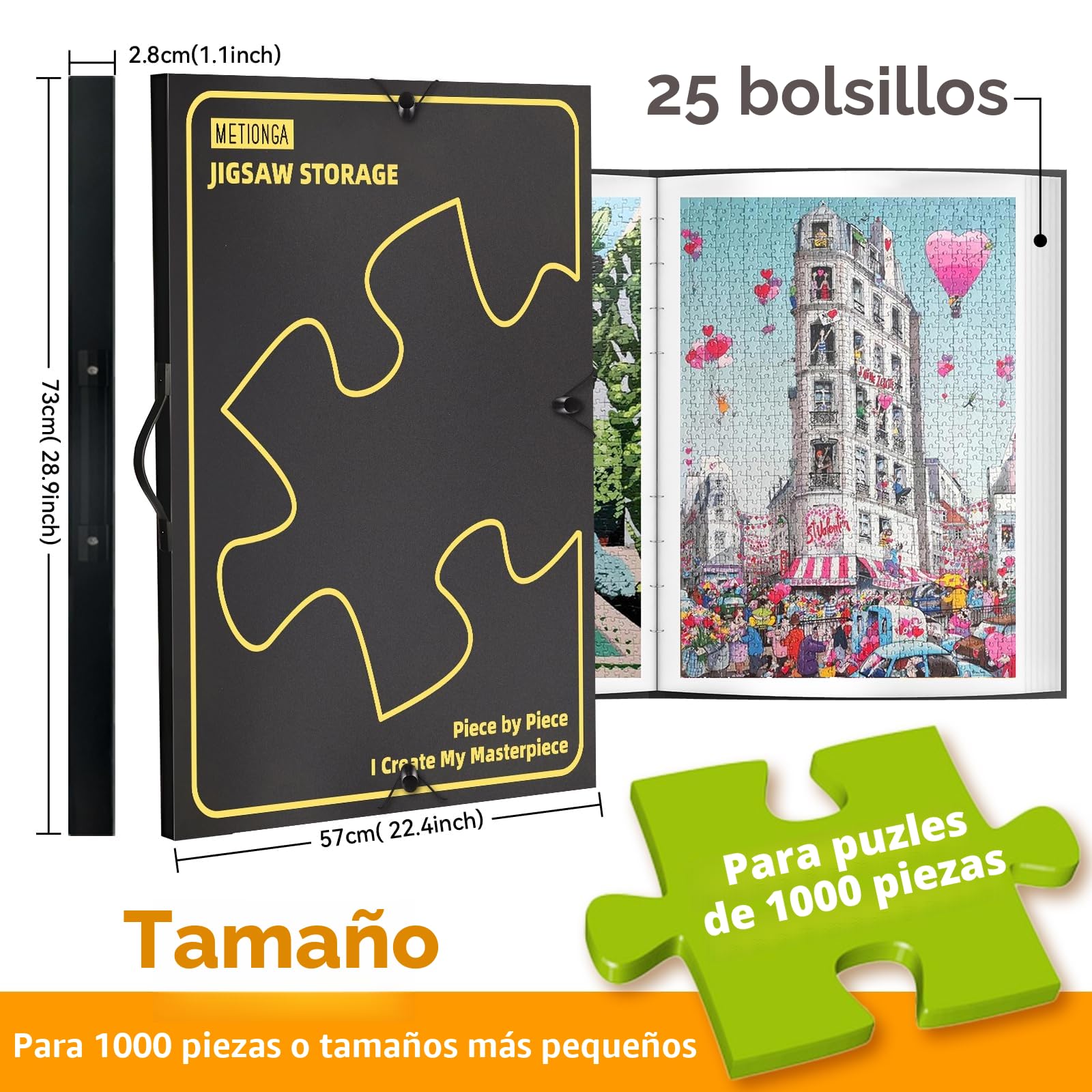 Carpeta de Almacenamiento de Rompecabezas para 1000 Piezas, Organizador de Rompecabezas de Gran Capacidad portátil, Guarda Puzzle con 25 Bolsillos, Accesorios Puzzle