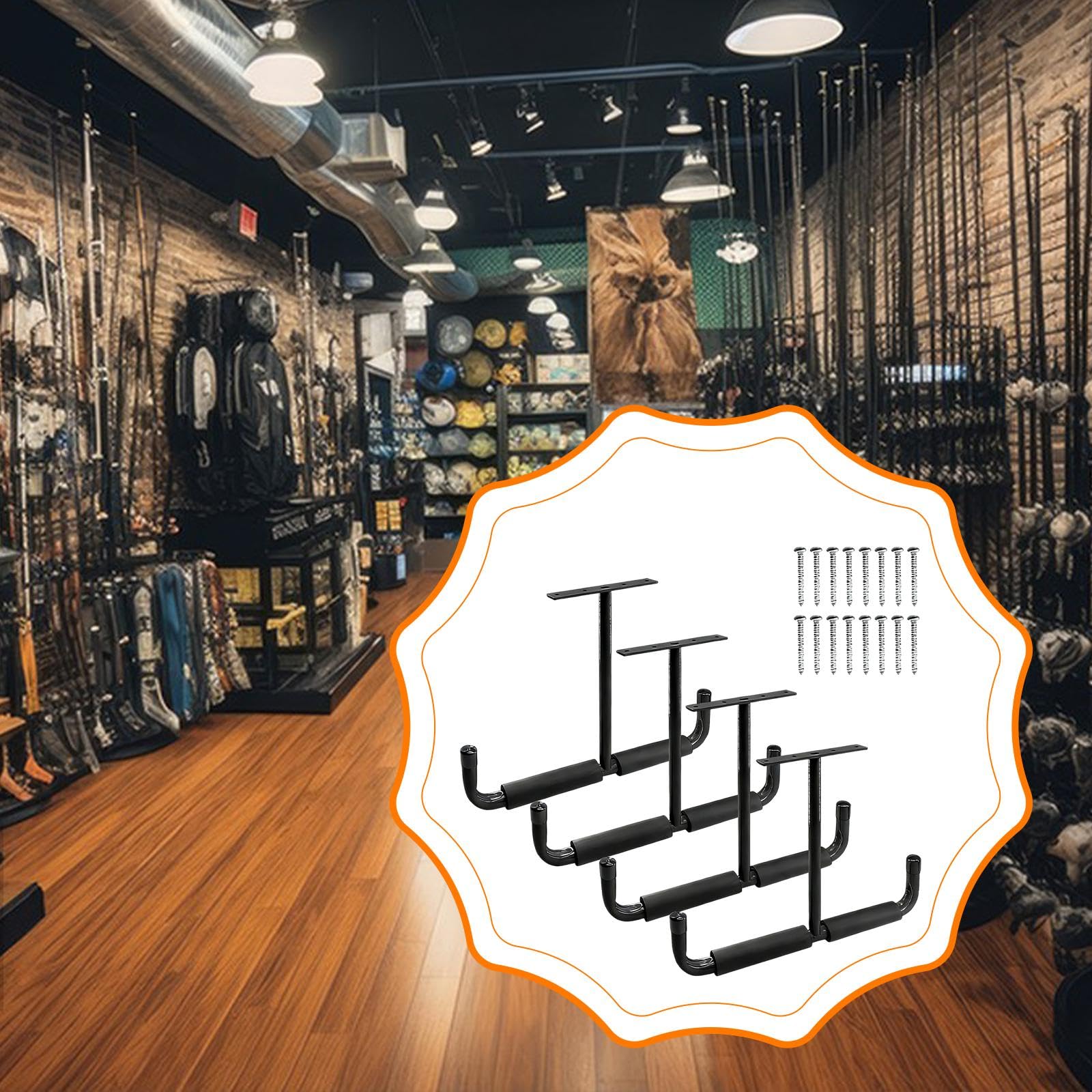 predolo 4x Gancio per garage sospeso Gancio per appendere al soffitto multiuso per in legno, Nero