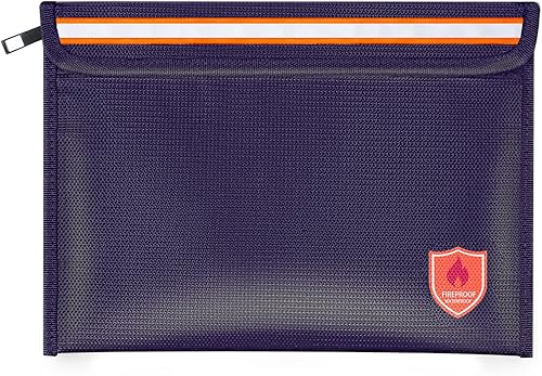 Bolsa de documentos ignífuga 2200F5200F, 11×7.8 pulgadas con cremallera y tira reflectante, aislamiento térmico ignífugobolsa impermeable para
