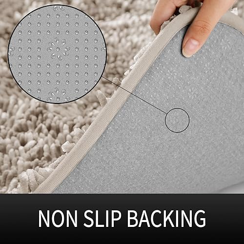 Miniatura 4 de Yimobra Alfombra de baño de chenilla, extra suave y absorbente, antideslizante, lavable a máquina, y secar a máquina, alfombra de felpa para bañera,