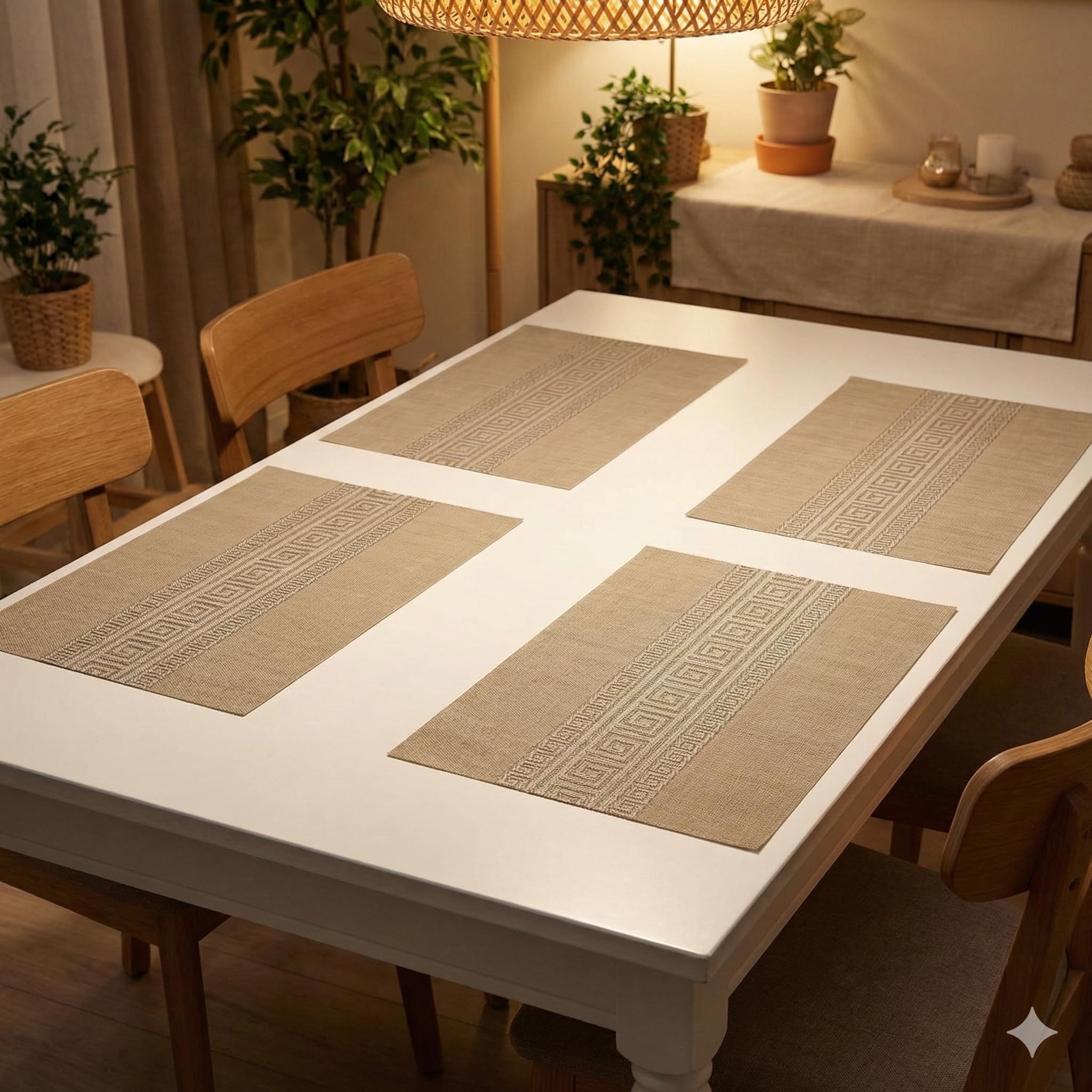 YELONA Placemats Set of 4, Heat-Resistant Woven Vinyl Table Mats, Non-Slip & Washable Dining Tablemats for Kitchen & Dinner Decor, Peanut Brown (45cm x 30cm)