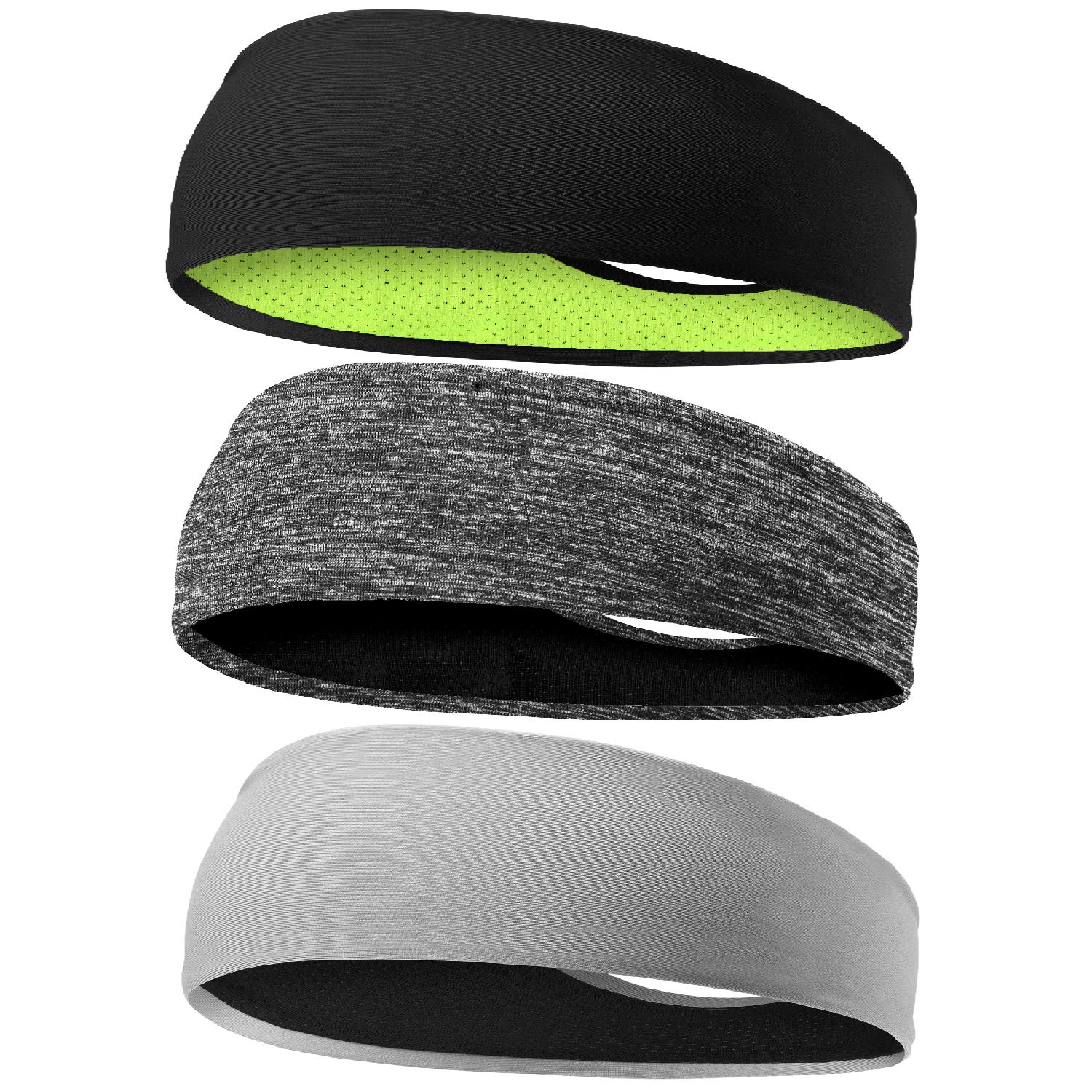 Braylin Men's Headbands, 3-Pack Headbands for Men, Sport Headbands for Running Fitness Yoga Cycling, Sweat Wicking Non Slip