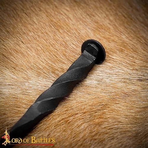 Miniatura 4 de Lord of Battles Railroad - Cuchillo de hierro forjado a mano, mango trenzado de herrero funcional medieval para herramientas para recreaciones