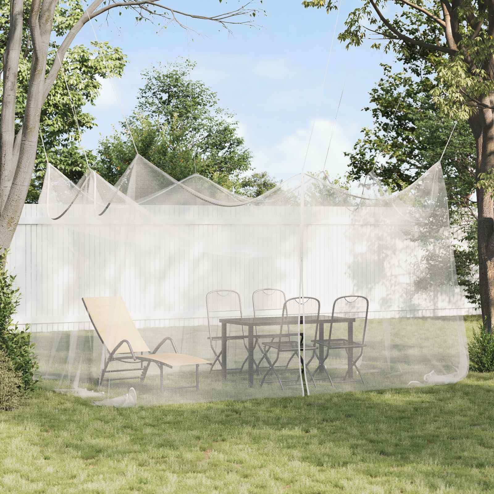 Garten Mücken Netz 156 Mesh aus Polyester, weiß 3 x 4,5 x 2,5 m mit Reißverschluss, 8 m Seil, für Terrasse Balkon Zelt Hängematte und Outdoor