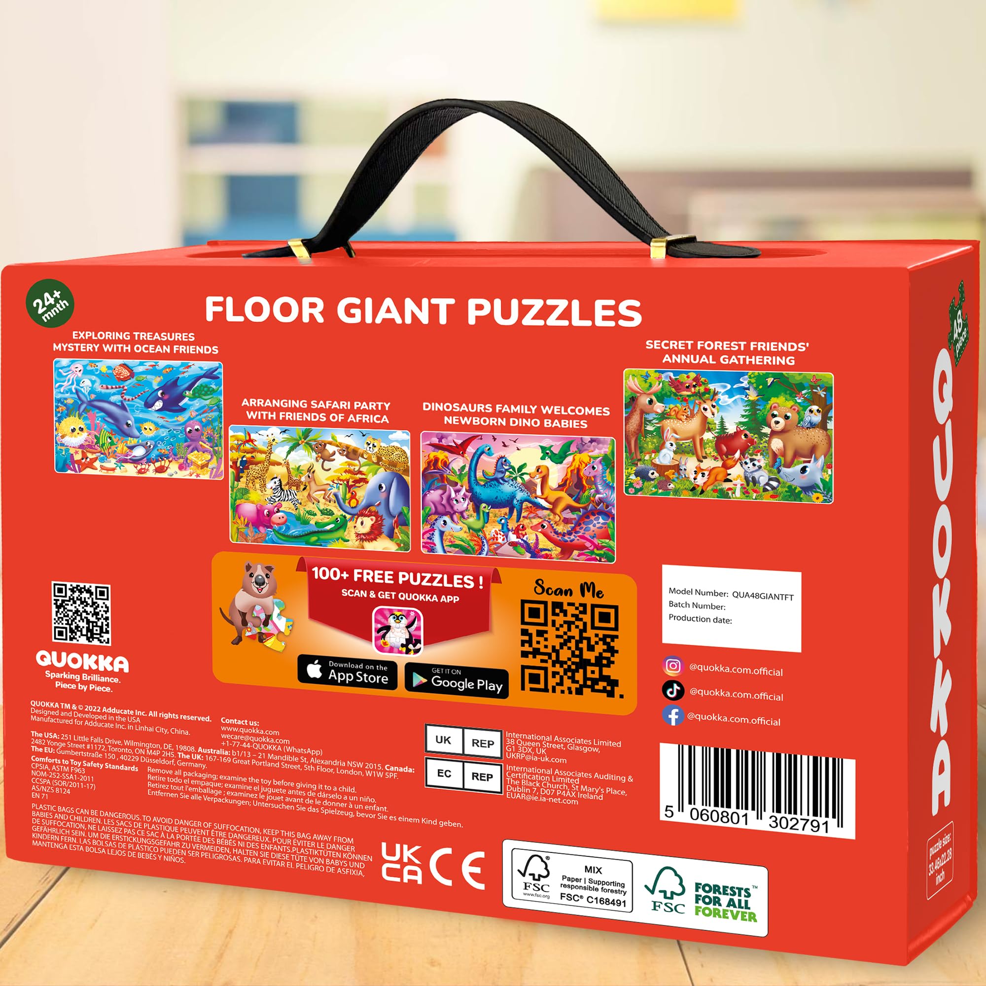QUOKKA Puzzle Gigante Niños 3 4 5 Años - 60x90 cm 48 Piezas Puzzle XXL de Suelo Infantiles 5 6 Años - Grande Juguete Camión de Bomberos - Regalo Educativo para Niños y Niñas de 2 a 6