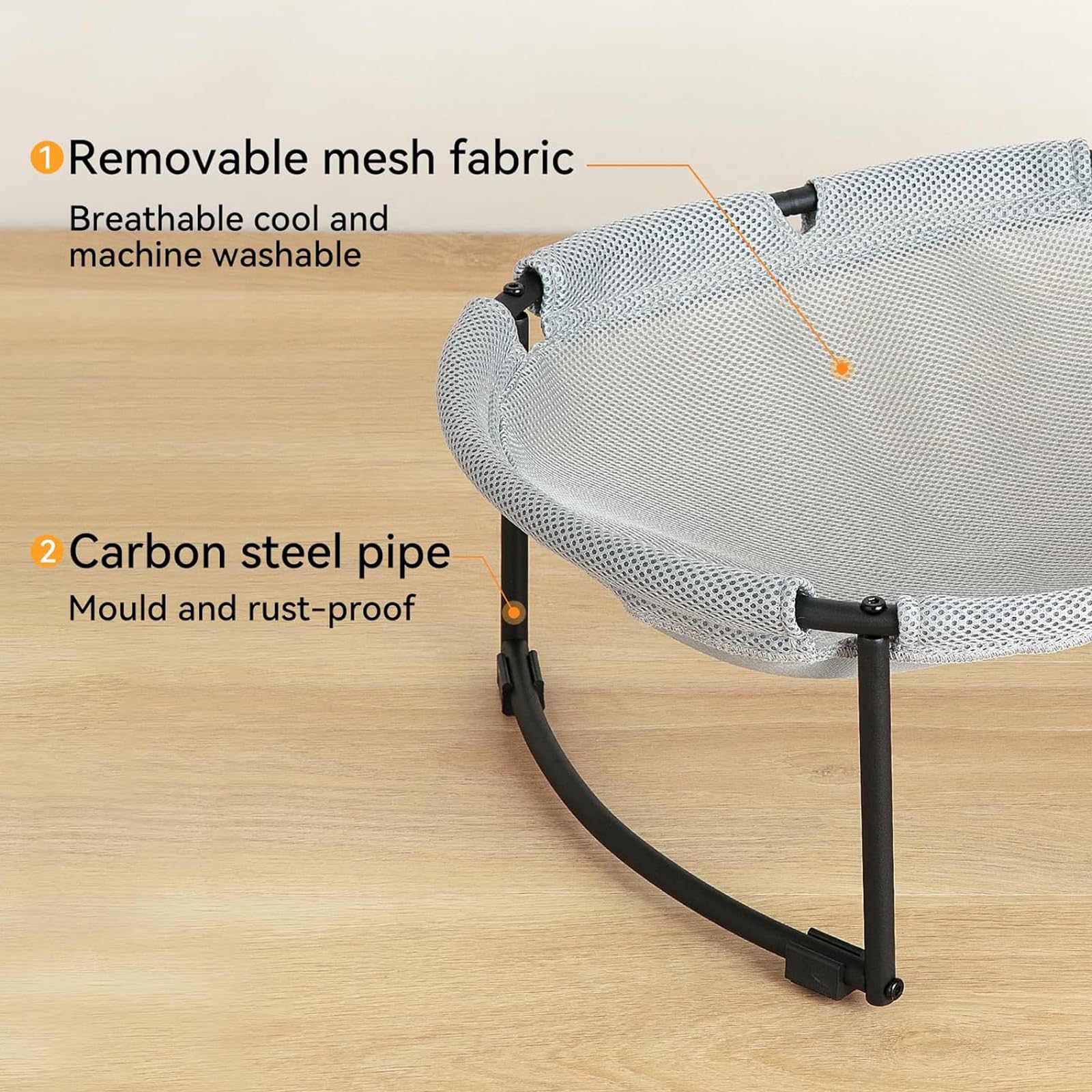 MeowHomm Elevated Cat Bed, Wooden Cat Hammock For Indoor