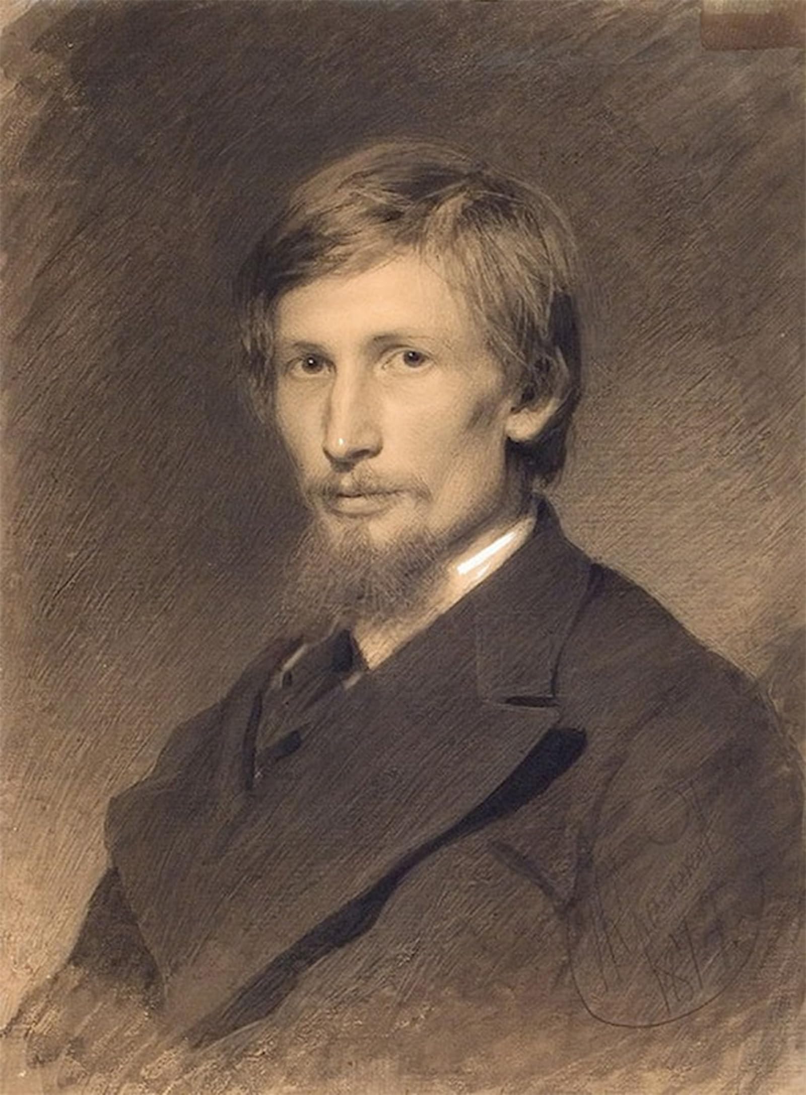 ARTXLXXBN Famous Prints Artwork Pictures Poster Painting Art Portrait of Painter Viktor Vasnetsov by Ivan Nikolaevich Kramskoy Artwork Landscape Pictures for Home Decor 60x90cm