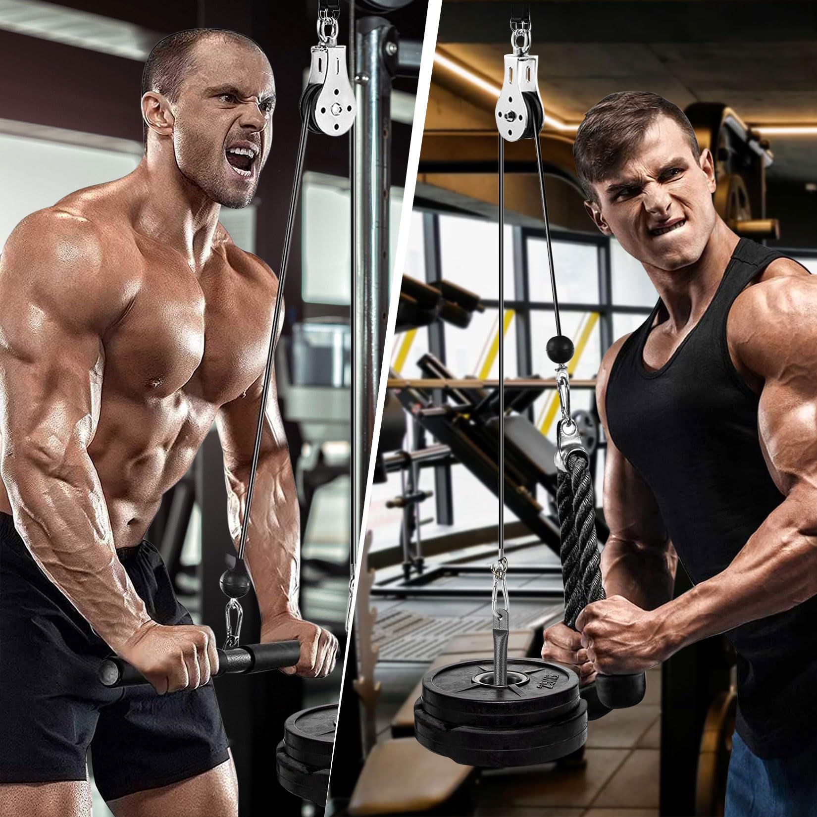 Carrucola Palestra, Cavi Palestra Home Gym con Trazione lat con Corda Palestra tTricipiti e Barra Dritta per Allenamento della Forza dell’upper Body