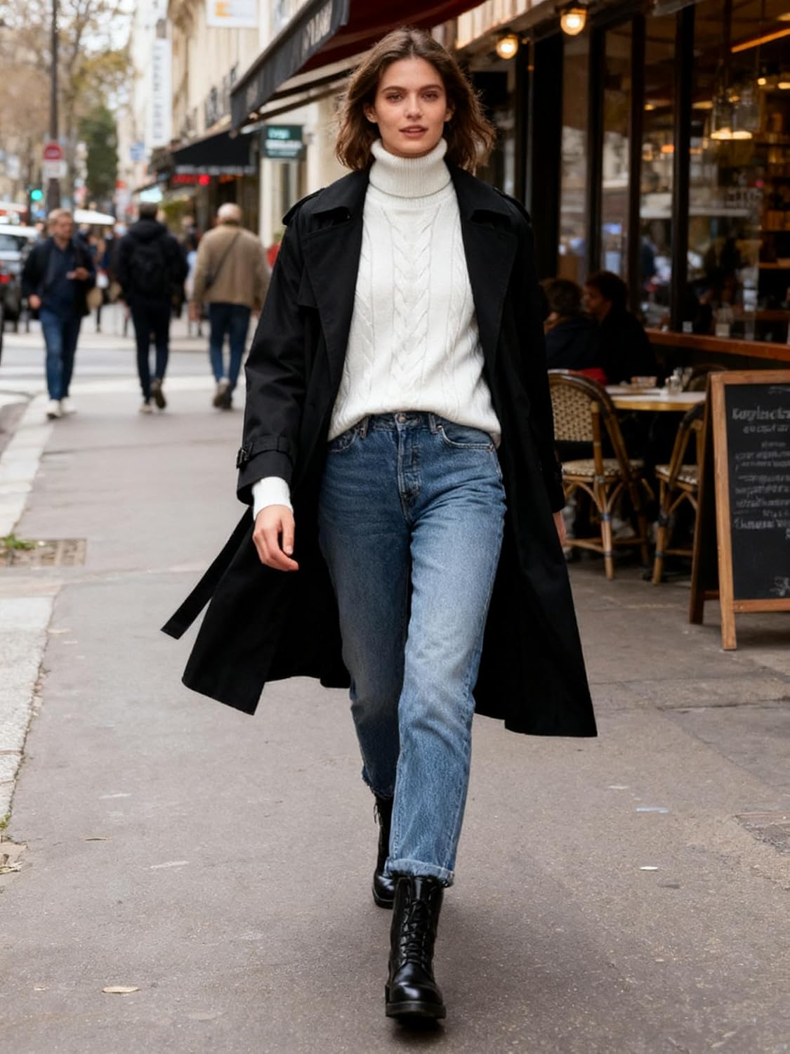 DAIMIDY Women's Turtleneck Sweater Cable Knit Long Sleeve Chunky Fall Sweaters Knit Pullover Tops - Image 2