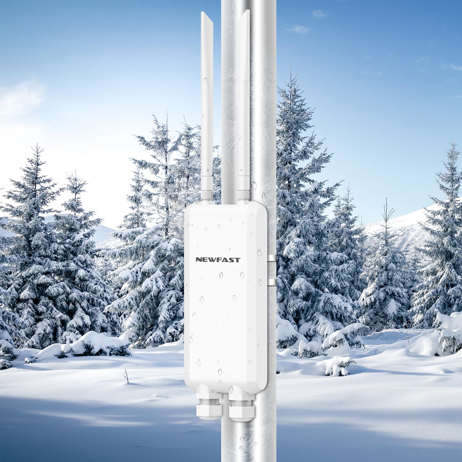 NEWFAST Outdoor WLAN Access Point,1200Mbps Gigabit WLAN Access Point Für Garten,mit 3 Gigabit Ethernet Ports und 2*5dBi-Antennens,PoE Powered,IP66 Water Resistant,Verschiedene Modi,Stabile Signal,Weiß