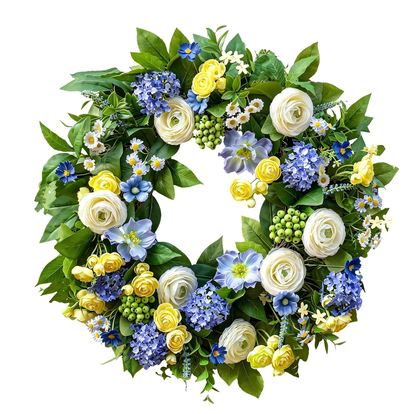 Xinsheinelry Realistic Peony and Hydrangeas Fabric Wreath All Season Artificial Wreath Great for Christmas Thanksgiving Decoration Fabric Peony Blossomy