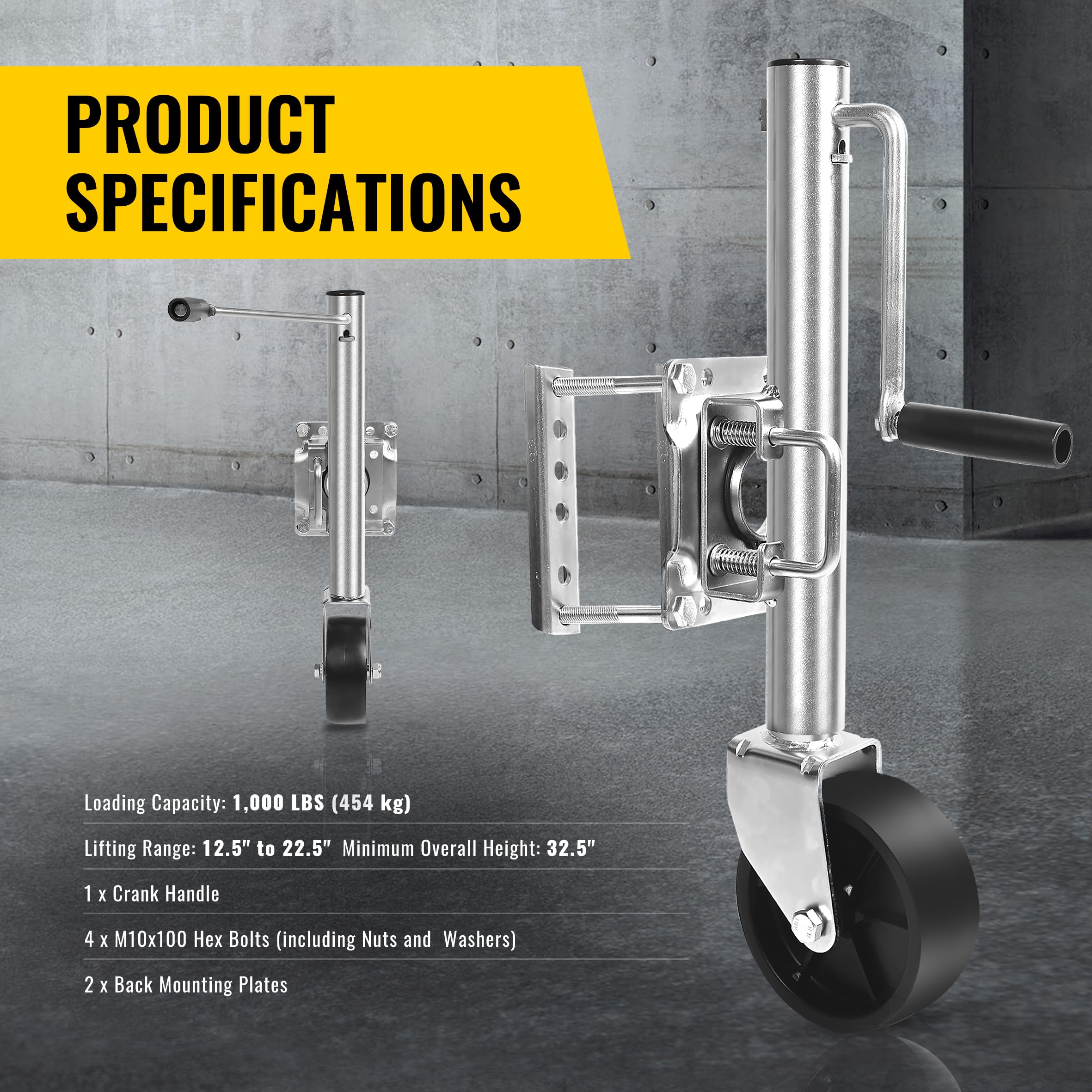MaxxHaul 70148 25,4 cm Lift Swing Posteriore Trailer Jack con Single Wheel – 1000 lb. capacità